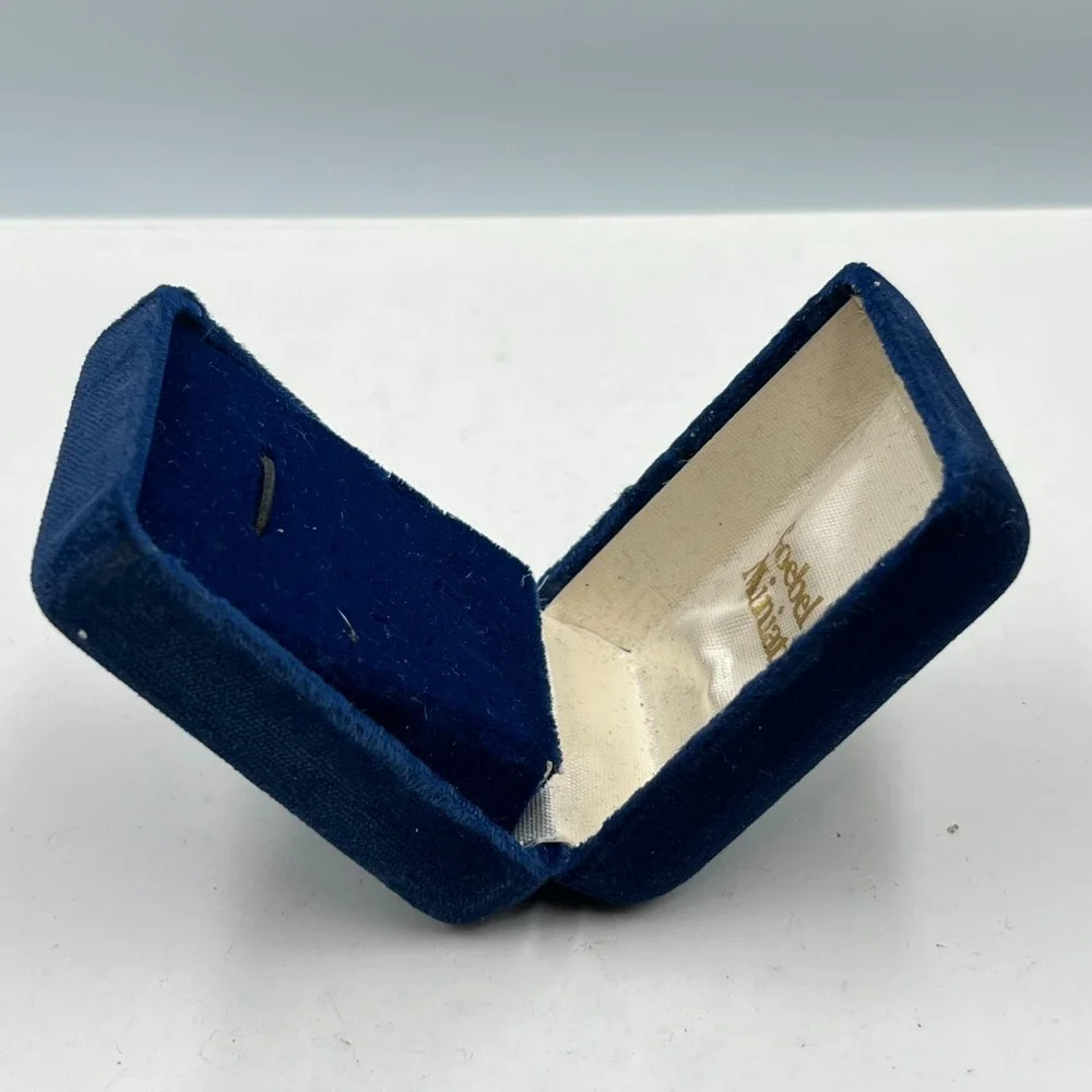 Vintage Goebel Miniatures Blue Velvet Jewelry Box Presentation Case Hinged